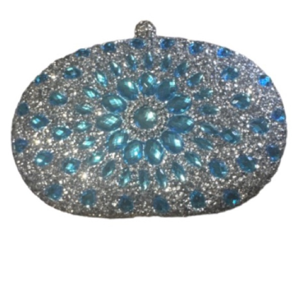 Sparkling Blue and Silver rhinestone embellished Clutch - Picture 7 of 9